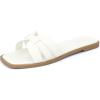 imageAllegra K Flat Sandals for Women Square Toe Slip on Open Toe Slides Sandals DressyWhite