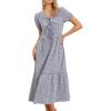 imageAllegra K Gingham Dress for Womens Summer Holiday Short Sleeve Midi Flowy Tie Front Beach DressesBlack Blue