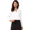 imageAllegra K Long Sleeve Dressy Shirt for Womens Lace Cuff Office BlouseWhite