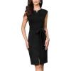 imageAllegra K Sheath Dress for Womens Sleeveless Business Belted Notched V Neck Professional Office Pencil DressesBlack