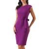imageAllegra K Sheath Dress for Womens Sleeveless Business Belted Notched V Neck Professional Office Pencil DressesPurple