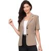 imageAllegra K Short Sleeve Blazer for Womens Work Office Notched Lapel Button Down Suit JacketsCamel