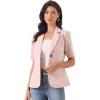 imageAllegra K Short Sleeve Blazer for Womens Work Office Notched Lapel Button Down Suit JacketsPink