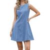 imageAllegra K Sleeveless Denim Dress for Womens Casual ALine Summer Mini Jean Tank DressesLight Blue