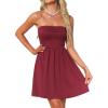imageAllegra K Strapless Party Dress for Women Sleeveless Solid Flare Mini Tube Top DressesDark Red