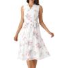 imageAllegra K Summer Floral Dress for Women Tie Waist Chiffon Sleeveless Tank Dresses with LiningWhite