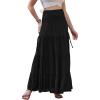 imageAllegra K Summer Flowy Boho Maxi Skirt for Women Tiered Elastic High Waist 2026 A Line Casual Beach Long Skirt with PocketsBlack