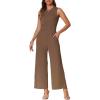 imageAllegra K Summer Jumpsuit for Womens Dressy Casual Outfits Sleeveless Crewneck Wide Leg PantsBrown