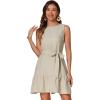 imageAllegra K Summer Tank Dress for Women Casual Belted Sleeveless Mini Swing SundressKhaki