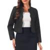 imageAllegra K Tweed Jackets for Women Long Sleeve Collarless Open Front Cardigan Business Work Blazer Suit JacketBlack