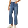 imageAllegra K Wide Leg Jeans for Womens High Waisted Stretchy Straight Leg Jeans Buttoned Loose Denim PantsBlue
