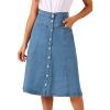 imageAllegra K Womens Denim Skirt High Waist Button Front ALine Casual Summer Midi Jean Skirts with PocketsLight Blue