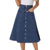 imageAllegra K Womens Denim Skirt High Waist Button Front ALine Casual Summer Midi Jean Skirts with PocketsMedium Blue