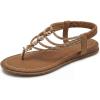 imageAllegra K Womens Flat Sandals TStrap Elastic Back Strap Rhinestone Flip Flop Sandals Dark Brown 95