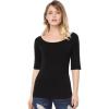 imageAllegra K Womens Half Sleeves Boat Neck Fitted Elbow Length Top Soft TShirtBlack