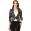 imageAllegra K Womens Notched Lapel Casual Work Office Striped BlazerBlack