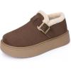 imageAllegra K Womens Platform Micro Boots Pull on Flat Shoes Fluffy Snow BootsBrown