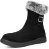 imageAllegra K Womens Pull on Buckle Shoes Fluffy Winter Snow Boots Flat BootBlack