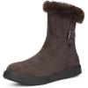 imageAllegra K Womens Pull on Buckle Shoes Fluffy Winter Snow Boots Flat BootCoffee