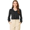 imageAllegra K Womens Ruffle Shirts Long Sleeve Doll Collared Plaid ShirtBlack