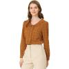 imageAllegra K Womens Ruffle Shirts Long Sleeve Doll Collared Plaid ShirtBrown