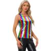 imageAllegra K Womens Shiny Top Party Club Cami Sparkly Metallic Tank TopRainbow