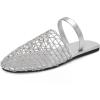 imageAllegra K Womens Slip on Mesh Flats Braided Slides SandalsSilver