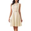 imageAllegra K Work Dresses for Womens Elegant Sleeveless Pleated Crew Neck Tie Waist Aline Business Casual DressBeige
