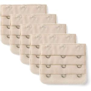 imageAllegra K 3 Hook 3 Row Stretchy Bra Strap Extenders Buckle Hooks Bra Band for WomenApricot