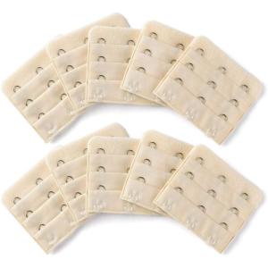 imageAllegra K 3 Hook 3 Row Stretchy Bra Strap Extenders Buckle Hooks Bra Band for WomenBeige