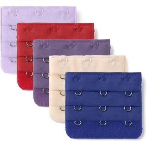 imageAllegra K 3 Hook 3 Row Stretchy Bra Strap Extenders Buckle Hooks Bra Band for WomenBeigeroyal Bluereddark Purplelight Purple