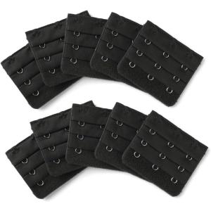 imageAllegra K 3 Hook 3 Row Stretchy Bra Strap Extenders Buckle Hooks Bra Band for WomenBlack