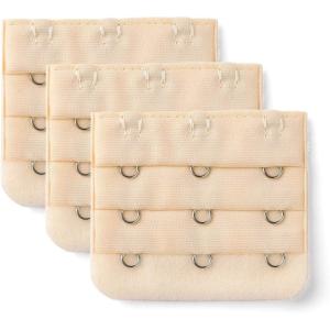 imageAllegra K 3 Hook 3 Row Stretchy Bra Strap Extenders Buckle Hooks Bra Band for WomenChampagne Color