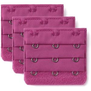 imageAllegra K 3 Hook 3 Row Stretchy Bra Strap Extenders Buckle Hooks Bra Band for WomenFuchsia