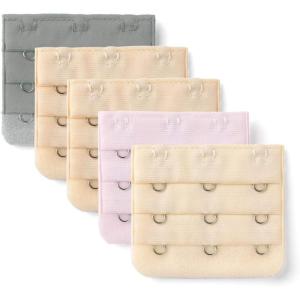 imageAllegra K 3 Hook 3 Row Stretchy Bra Strap Extenders Buckle Hooks Bra Band for WomenGraypinkbeige