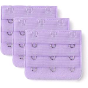 imageAllegra K 3 Hook 3 Row Stretchy Bra Strap Extenders Buckle Hooks Bra Band for WomenLight Purple