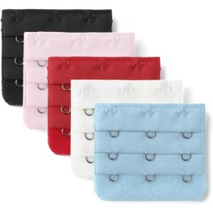 imageAllegra K 3 Hook 3 Row Stretchy Bra Strap Extenders Buckle Hooks Bra Band for WomenMulticolored