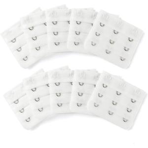imageAllegra K 3 Hook 3 Row Stretchy Bra Strap Extenders Buckle Hooks Bra Band for WomenPure White