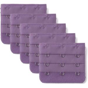 imageAllegra K 3 Hook 3 Row Stretchy Bra Strap Extenders Buckle Hooks Bra Band for WomenPurple