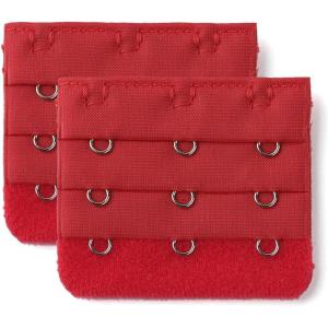 imageAllegra K 3 Hook 3 Row Stretchy Bra Strap Extenders Buckle Hooks Bra Band for WomenRed