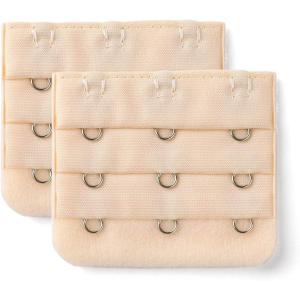 imageAllegra K 3 Hook 3 Row Stretchy Bra Strap Extenders Buckle Hooks Bra Band for WomenSkin Color