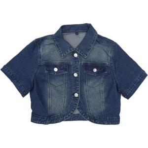 imageAllegra K Casual Denim Jacket for Womens Turndown Collar Short Sleeves Crop Jean JacketsVintage Blue