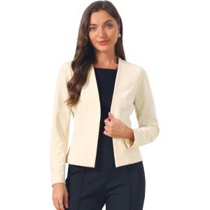 imageAllegra K Collarless Blazer for Womens Business Casual Outfits Open Front Suit JacketsBeige