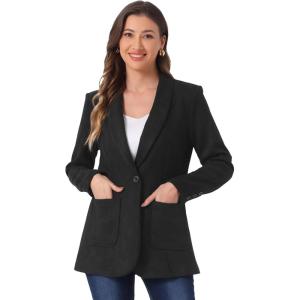 imageAllegra K Faux Suede Blazer for Womens Lapel Collar One Button Dressy Suit JacketBlack