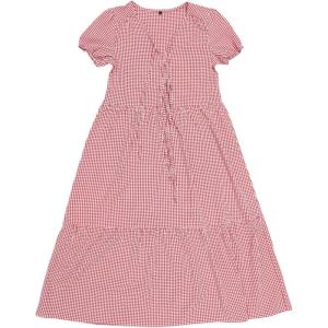 imageAllegra K Gingham Dress for Womens Summer Holiday Short Sleeve Midi Flowy Tie Front Beach DressesDark Red