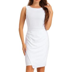 imageAllegra K Sheath Dress for Women Business Casual Sleeveless Boat Neck Retro Work Office Pencil Dresses 2026White