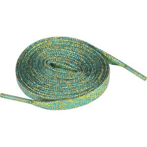 imageAllegra K Womens Metallic Glitter Sparkling Shoe Laces Flat Colorful Shoelaces for Sneakers 1 PairGold  Blue