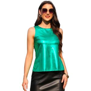 imageAllegra K Womens Metallic Tank Tops Shiny Sleeveless Party Disco ShirtDeep Green
