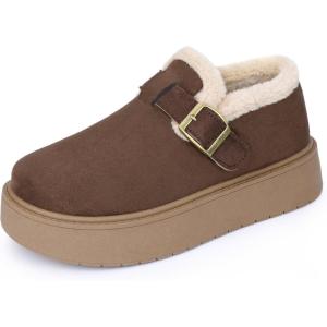 imageAllegra K Womens Platform Micro Boots Pull on Flat Shoes Fluffy Snow BootsBrown