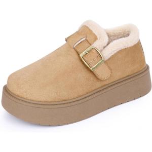 imageAllegra K Womens Platform Micro Boots Pull on Flat Shoes Fluffy Snow BootsCamel
